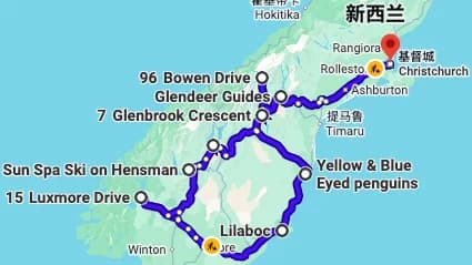 12天 · 南岛 · 中线+东线 · 基督城往返(逆时针)
