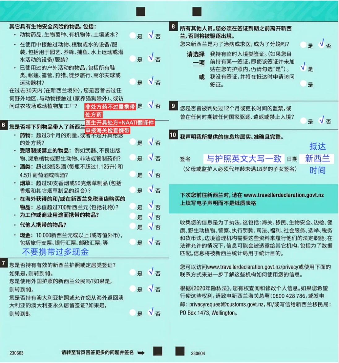入境卡示例2